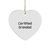 Funny 'Certified Grandad' Heart Ornament for Grandad Gifts from Family, Friends, and Coworkers, Perfect for Christmas Unique Gifts - Image 1
